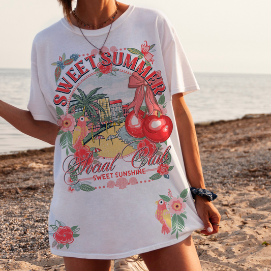 SWEET SUMMER SOCIAL CLUB W/TWO POCKETS - DTF TRANSFER