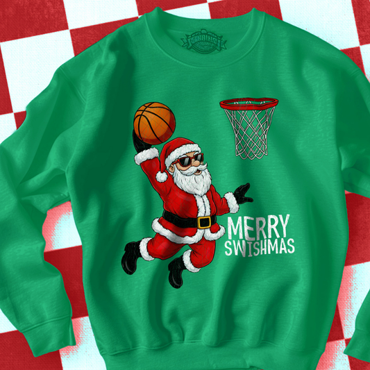 MERRY SWISHMAS WHT TEXT DISTRESSED - DTF TRANSFER