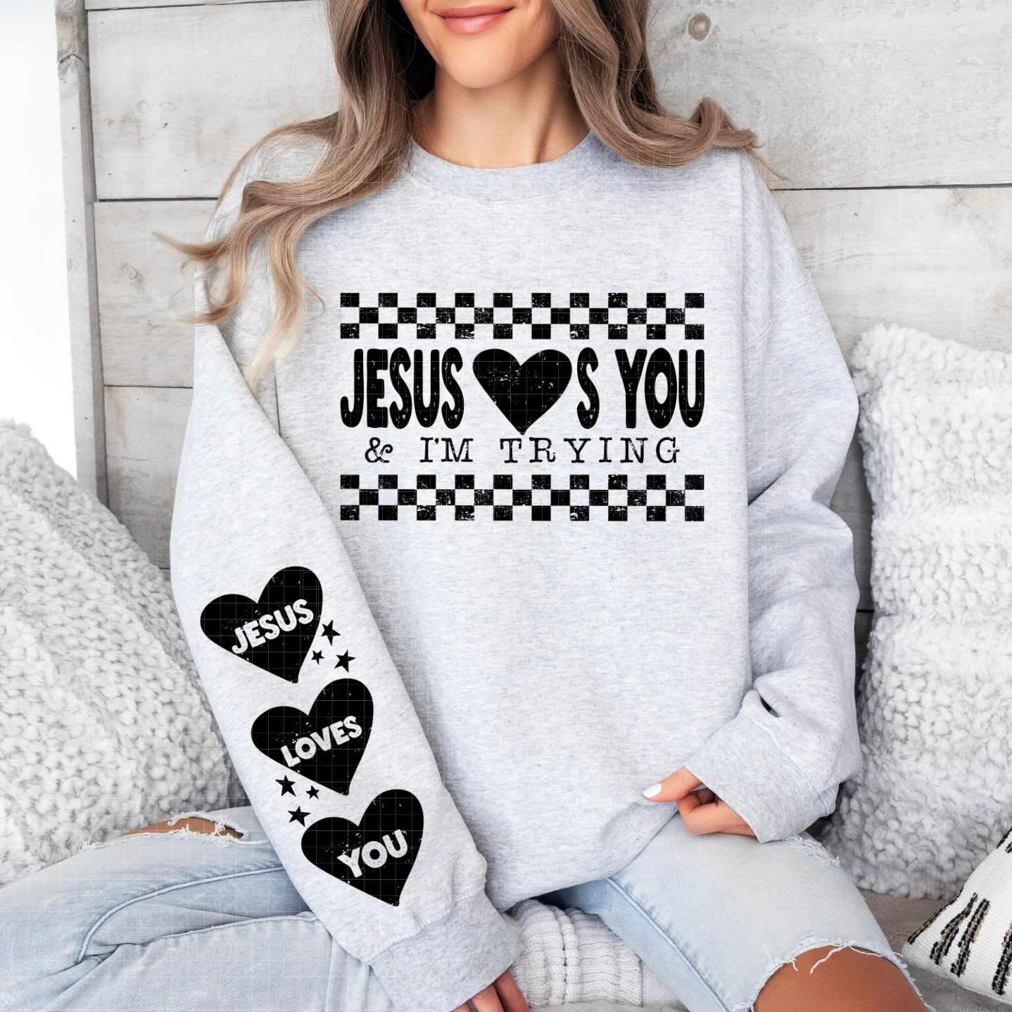 JESUS LOVES YOU W/ SLEEVE - DTF TRANSFER