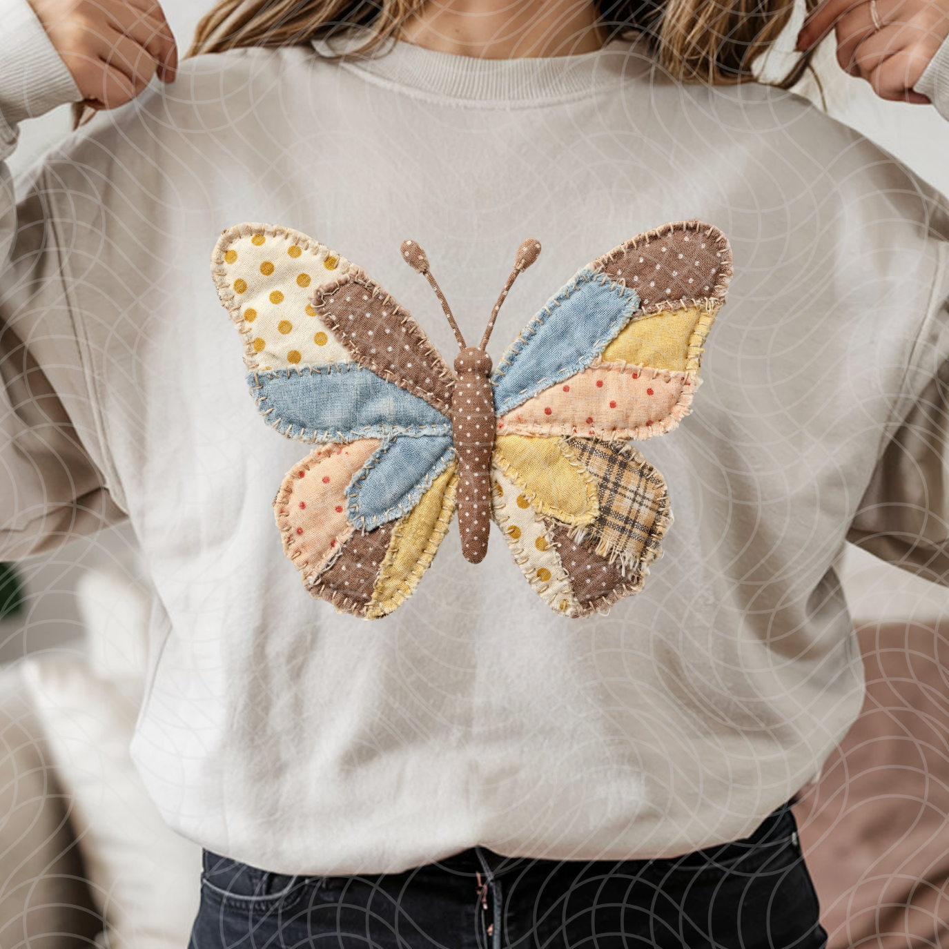 VINTAGE PATCHWORK BUTTERFLY - DTF TRANSFER