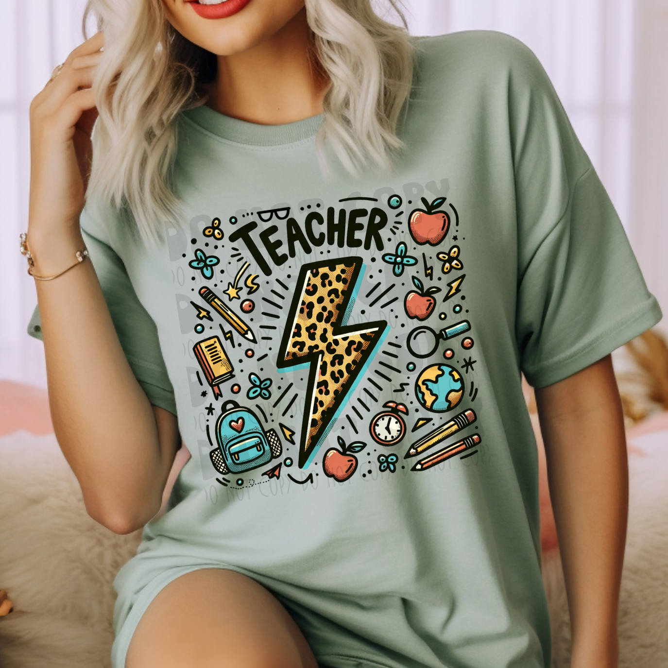 TEACHER BOLT COLLAGE - DTF TRANSFER