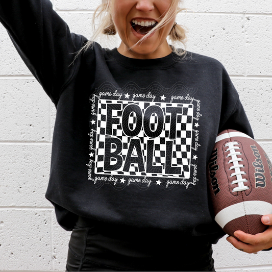 CHECKERED FOOTBALL GAME DAY WHT - DTF TRANSFER