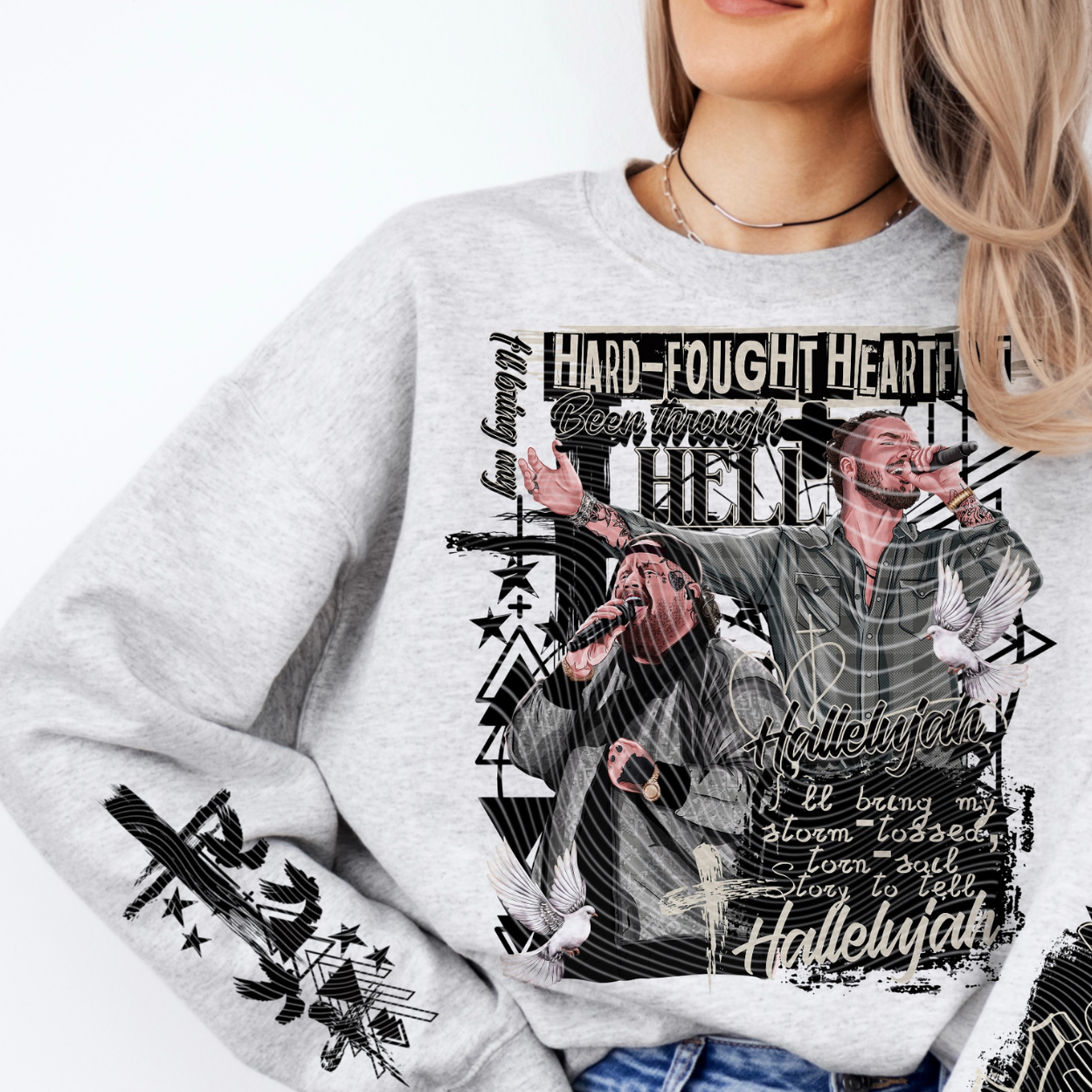 HARD FOUGHT W/ CROSS SLEEVE - DTF TRANSFER