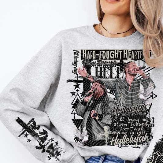 HARD FOUGHT W/ CROSS SLEEVE - DTF TRANSFER