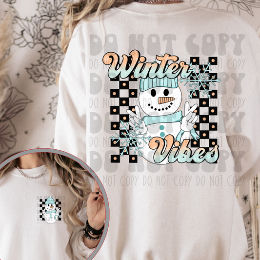 WINTER VIBES SNOWMAN W/ POCKET - DTF TRANSFER