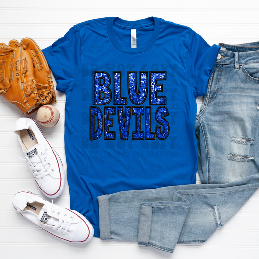 BLUE DEVILS FAUX SEQUINS - DTF TRANSFER