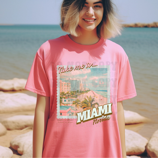 TAKE ME TO MIAMI, DISTRESSED - DTF TRANSFER