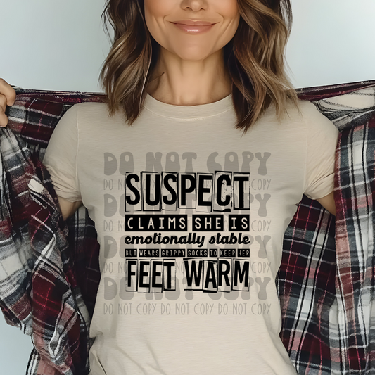 SUSPECT, GRIPPY SOCKS - DTF TRANSFER