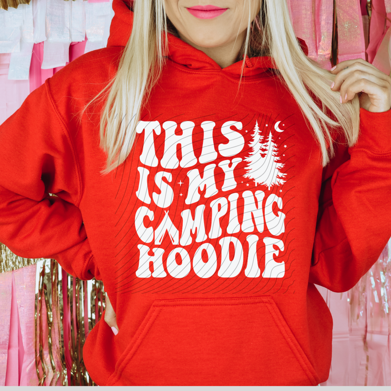 CAMPING HOODIE WHITE - DTF TRANSFER