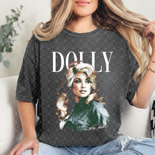 DOLLY WHT TEXT - DTF TRANSFER