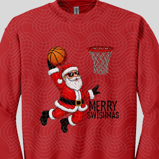MERRY SWISHMAS BLK TEXT DISTRESSED - DTF TRANSFER