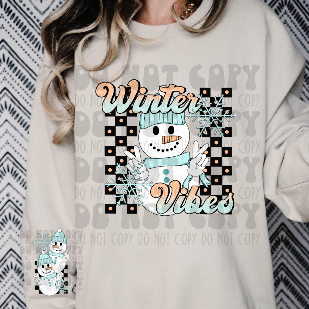 WINTER VIBES SNOWMAN W/ SLEEVE - DTF TRANSFER
