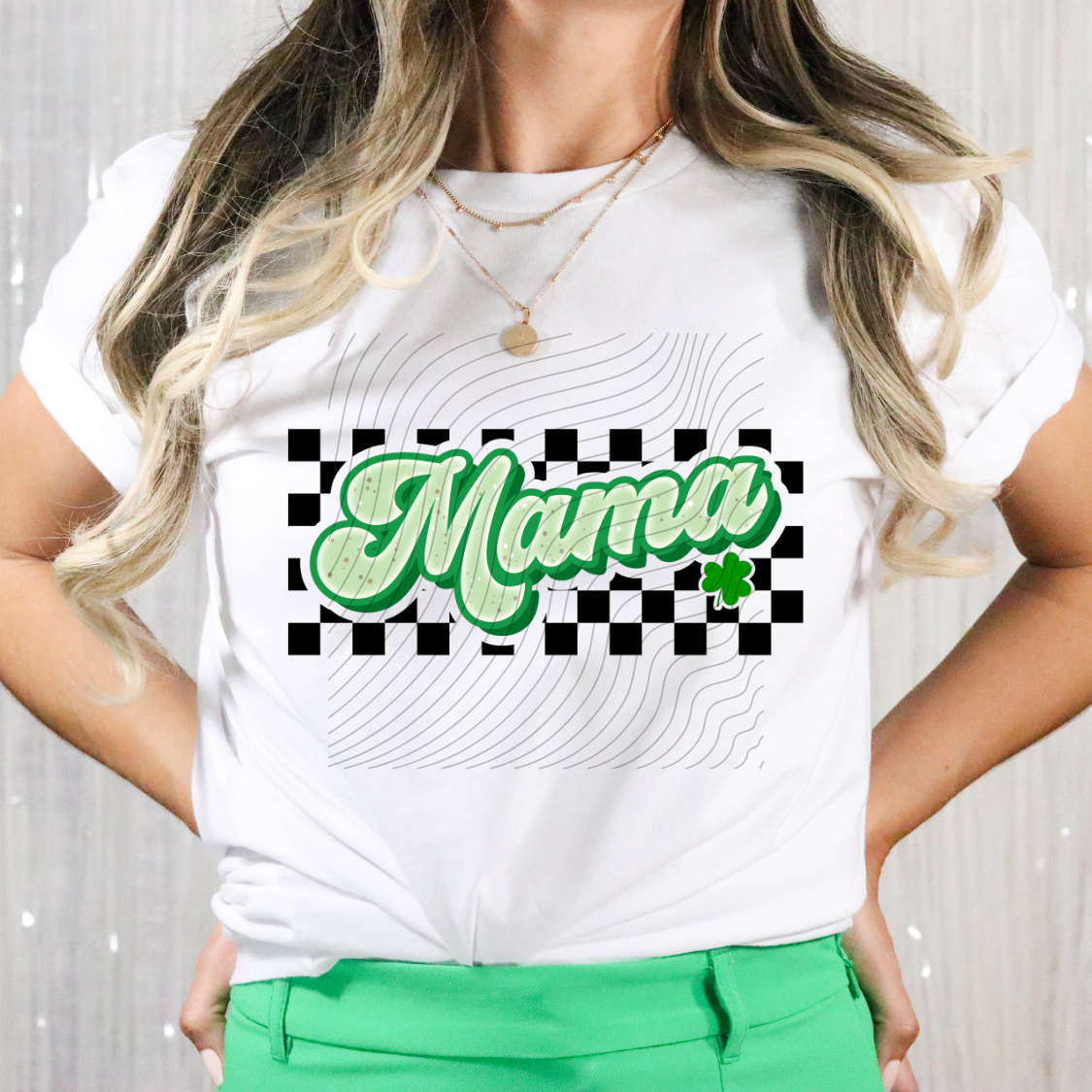 MAMA CHECKERED CLOVER - DTF TRANSFER