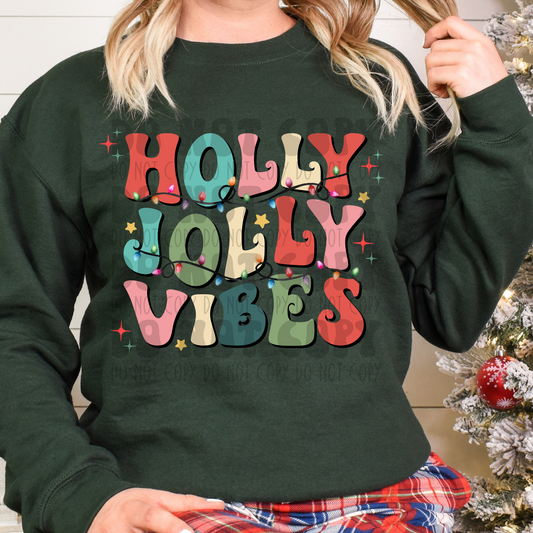 HOLLY JOLLY VIBES RETRO WAVY - DTF TRANSFER