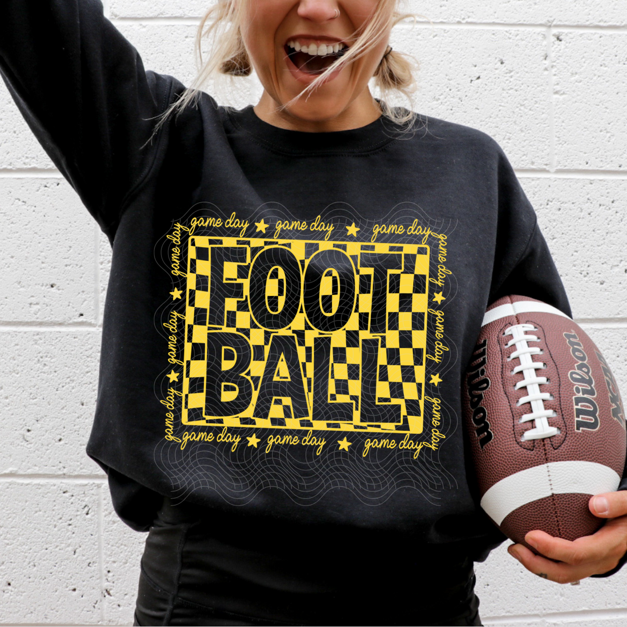 CHECKERED FOOTBALL GAME DAY YELLOW - DTF TRANSFER