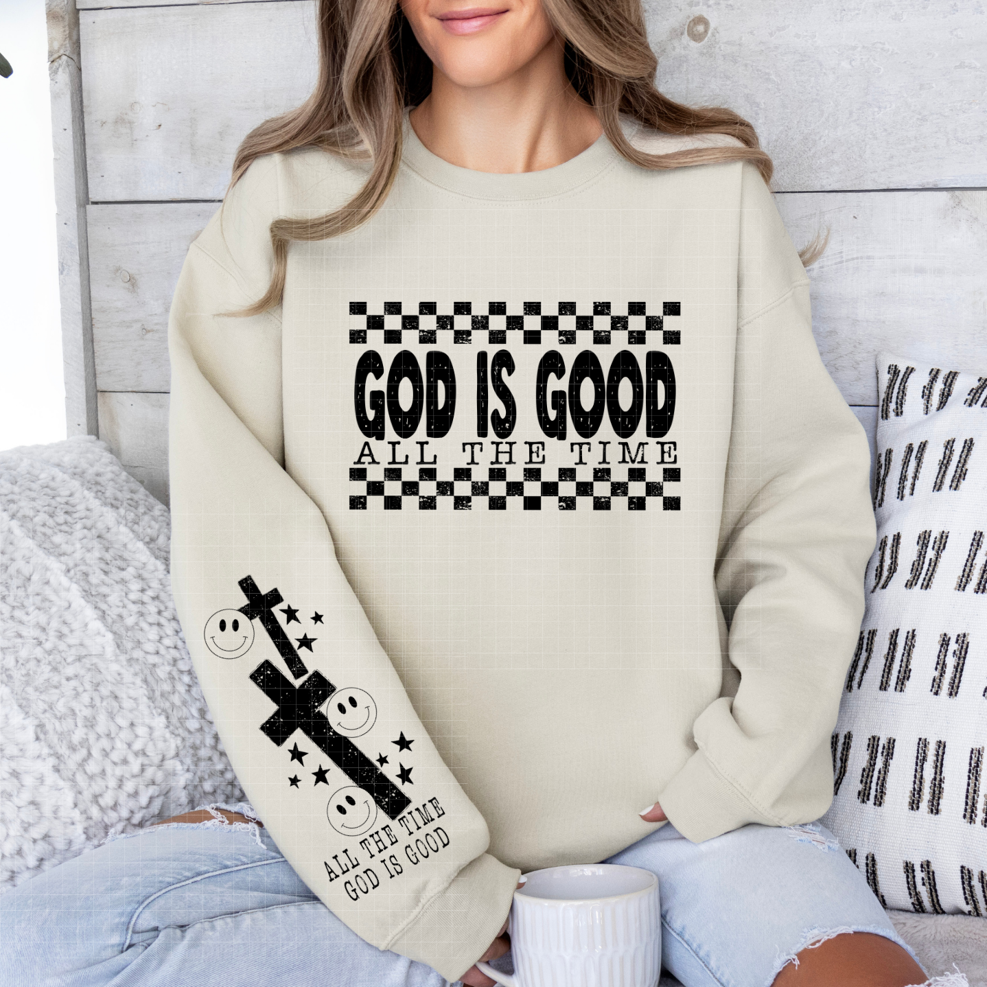 GOD IS GOOD W/ SLEEVE - DTF TRANSFER