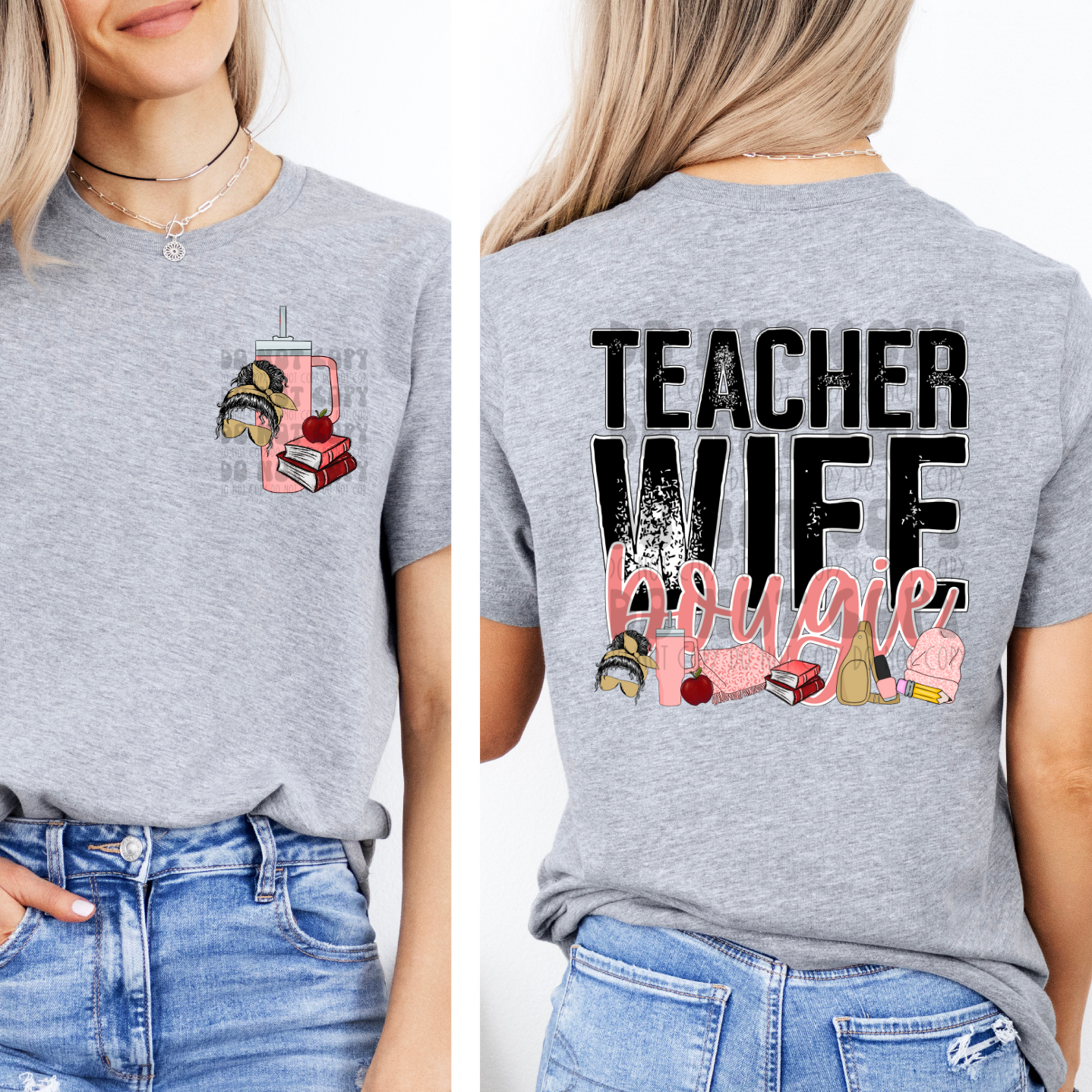 TEACHER WIFE BOUGIE W/ POCKET - DTF TRANSFER