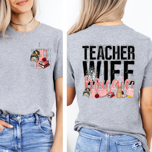 TEACHER WIFE BOUGIE W/ POCKET - DTF TRANSFER