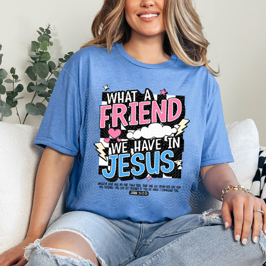 FRIEND IN JESUS PINK/BLUE - DTF TRANSFER