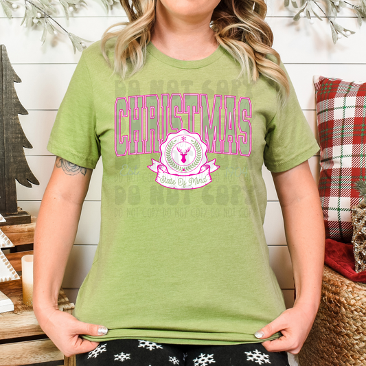 CHRISTMAS STATE OF MIND PINK/GREEN - DTF TRANSFER