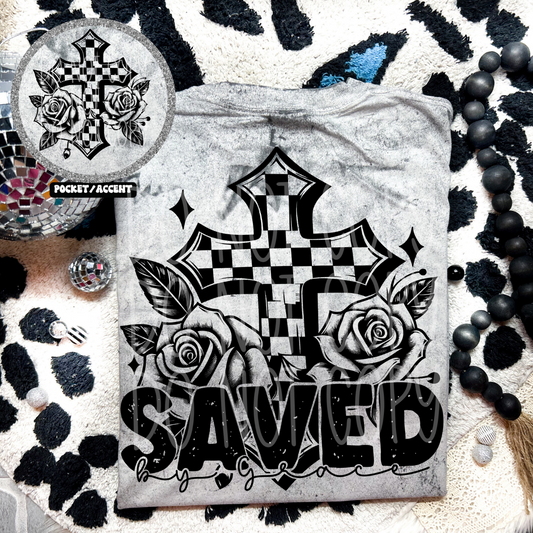 SAVED BY GRACE W/POCKET - DTF TRANSFER