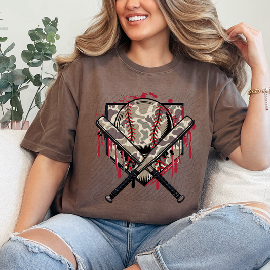 BROWN CAMO DRIP BASEBALL - DTF TRANSFER
