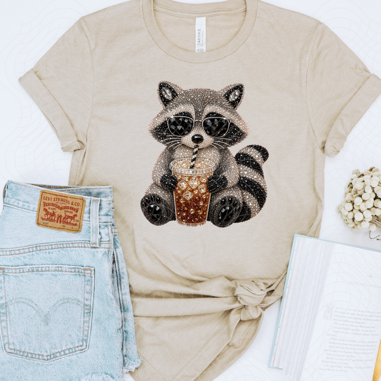 FAUX BEJEWELED COFFEE COON - DTF TRANSFER