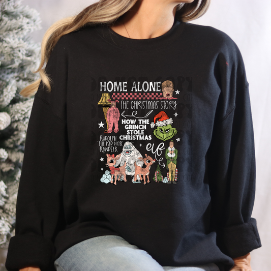 MOVIE COLLAGE WHT TXT - DISTRESSED - DTF TRANSFER