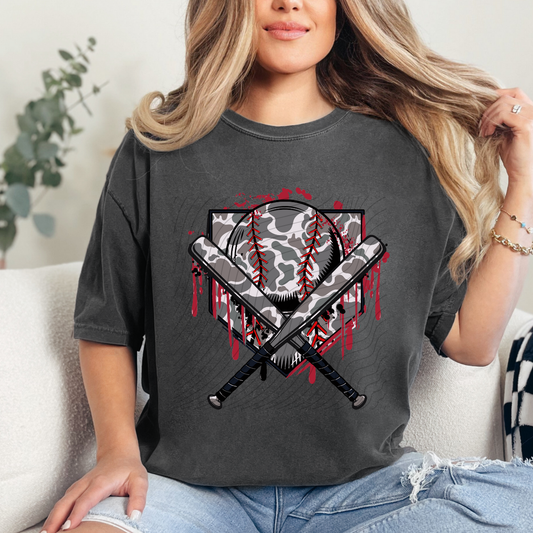 BLACK CAMO DRIP BASEBALL - DTF TRANSFER