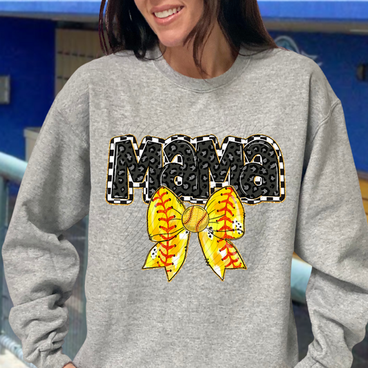 MAMA SOFTBALL BOW - DTF TRANSFER