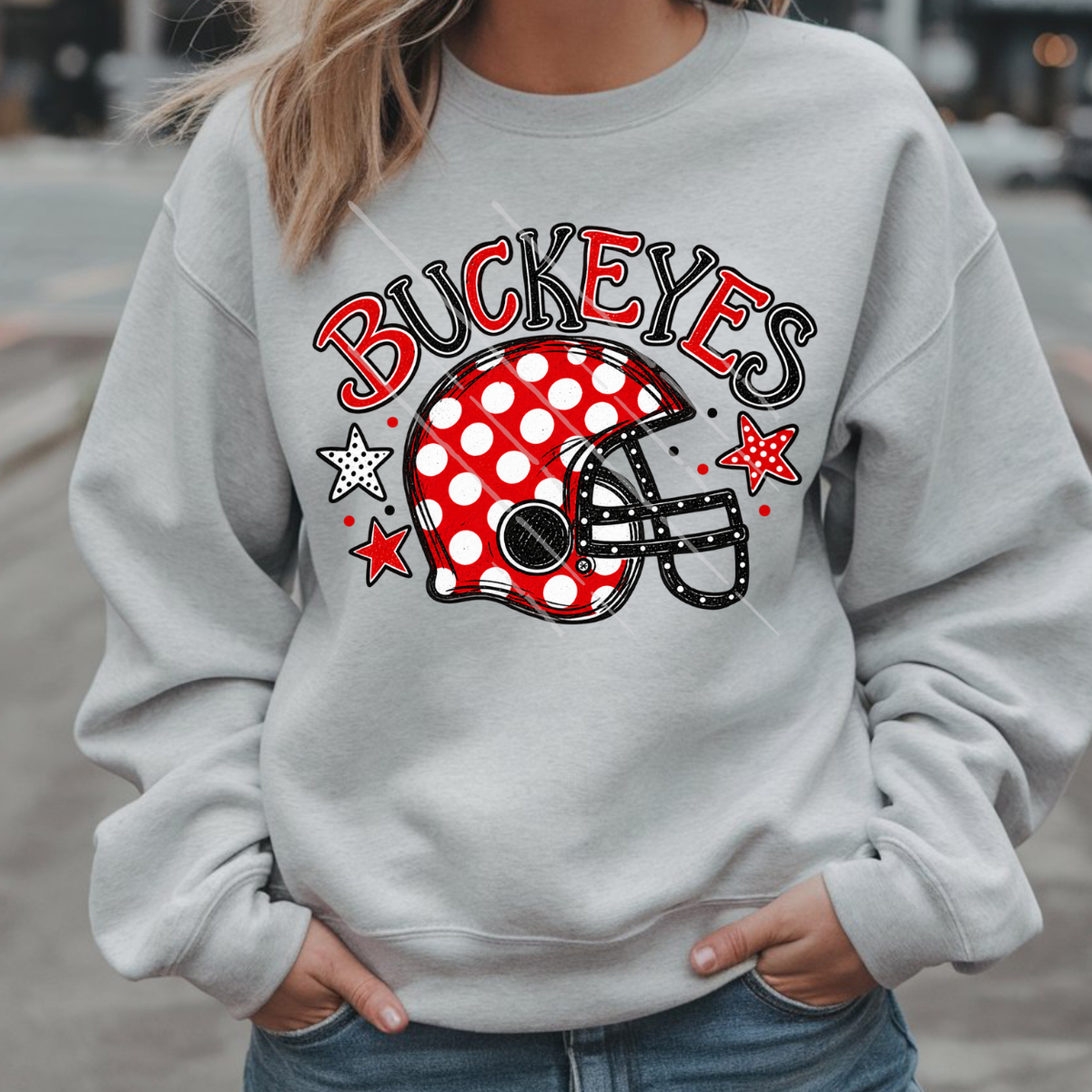 BUCKEYES POLKA DOT HELMET - DTF TRANSFER