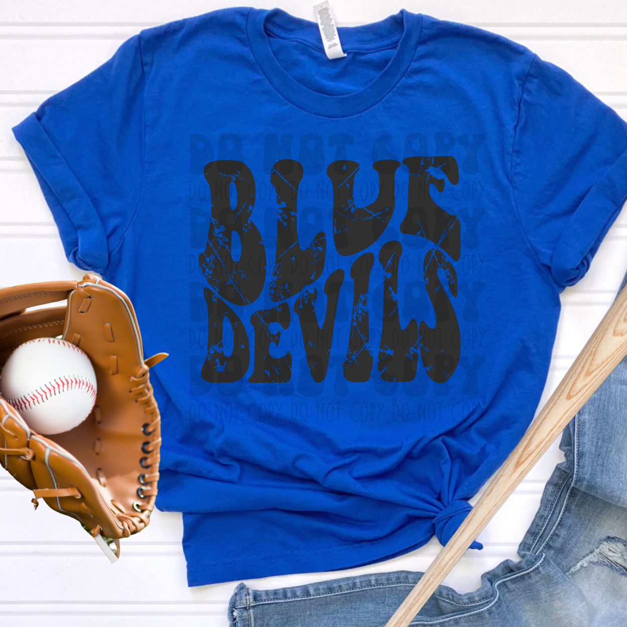 BLUE DEVILS WAVY DISTRESSED - DTF TRANSFER