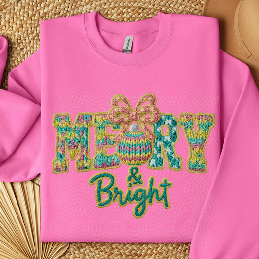 FAUX YARN MERRY & BRIGHT - DTF TRANSFER