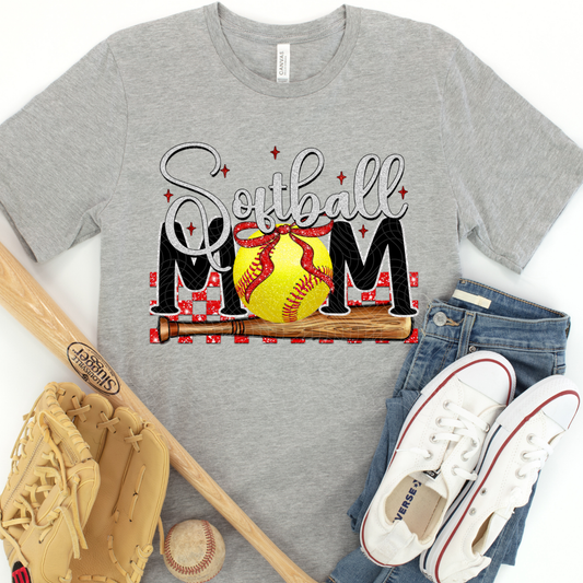 SOFTBALL MOM RED - DTF TRANSFER