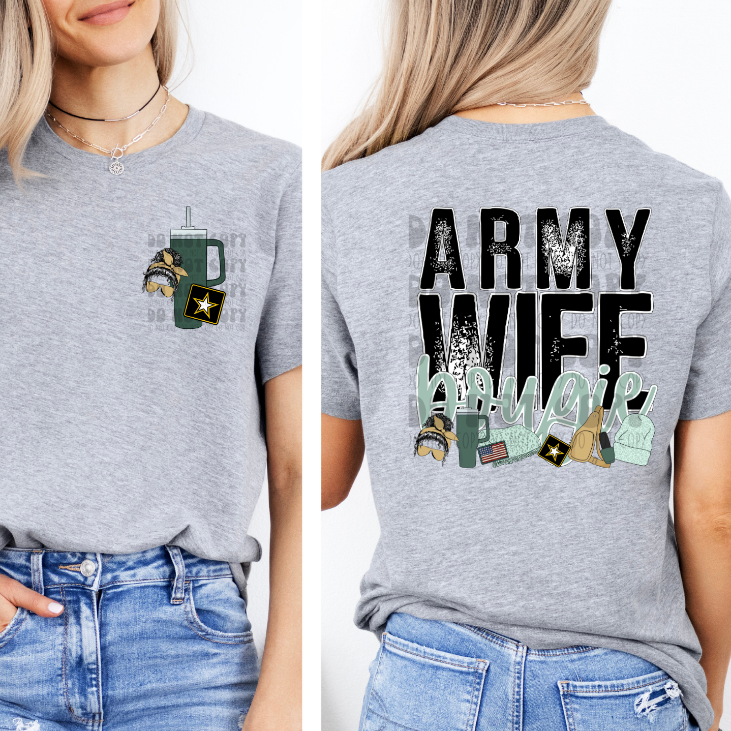 ARMY WIFE BOUGIE W/ POCKET - DTF TRANSFER
