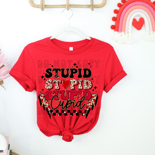 STUPID CUPID STACKED LEOPARD/RED - DTF TRANSFER