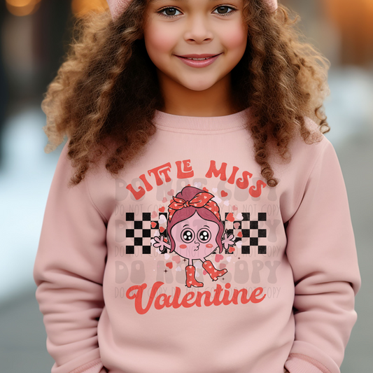 LITTLE MISS VALENTINE DISTRESSED - DTF TRANSFER