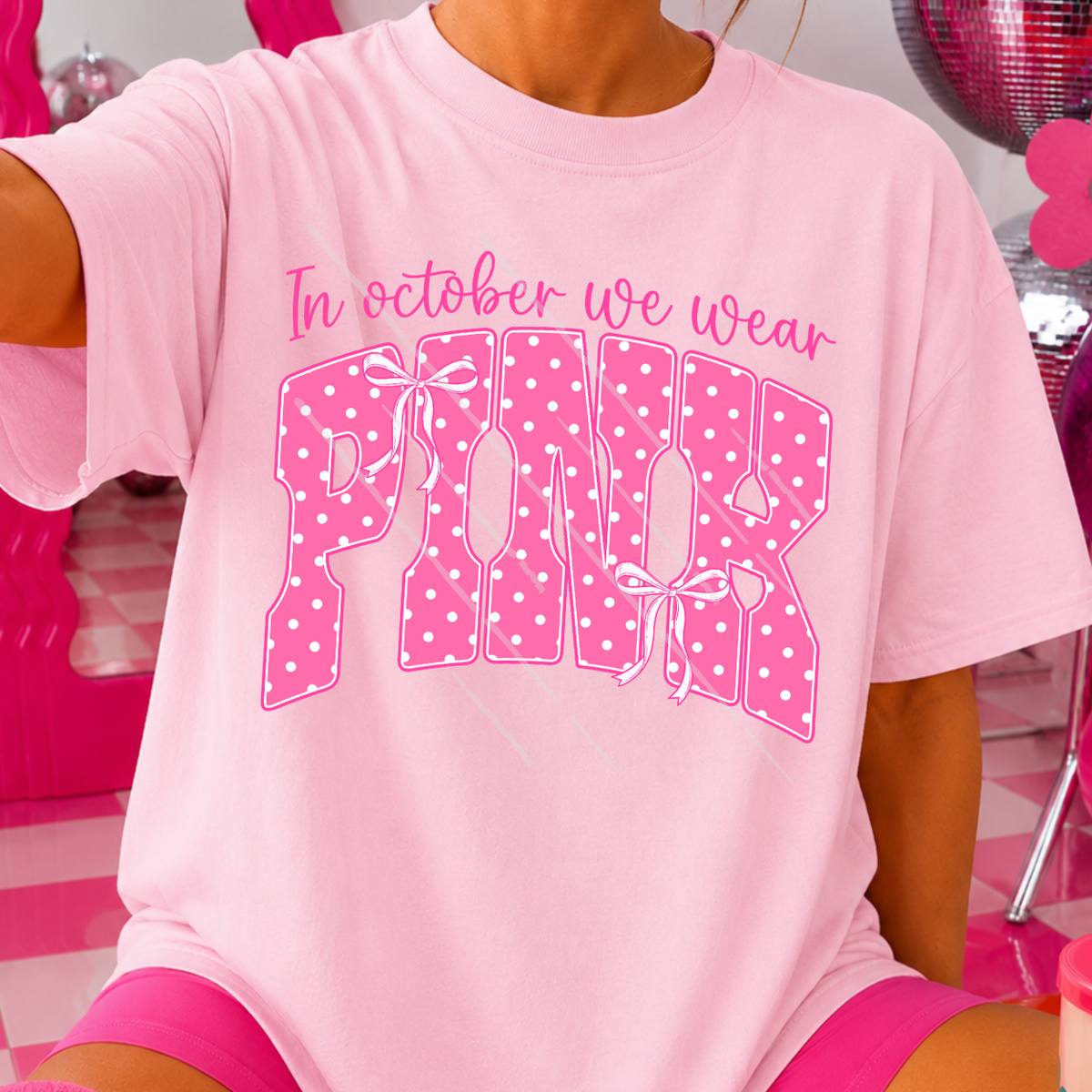 PINK WITH BOWS - DTF TRANSFER