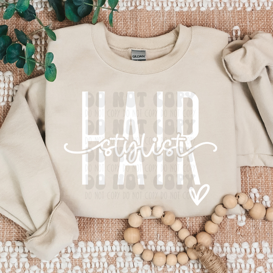 HAIR STYLIST - WHITE - DTF TRANSFER