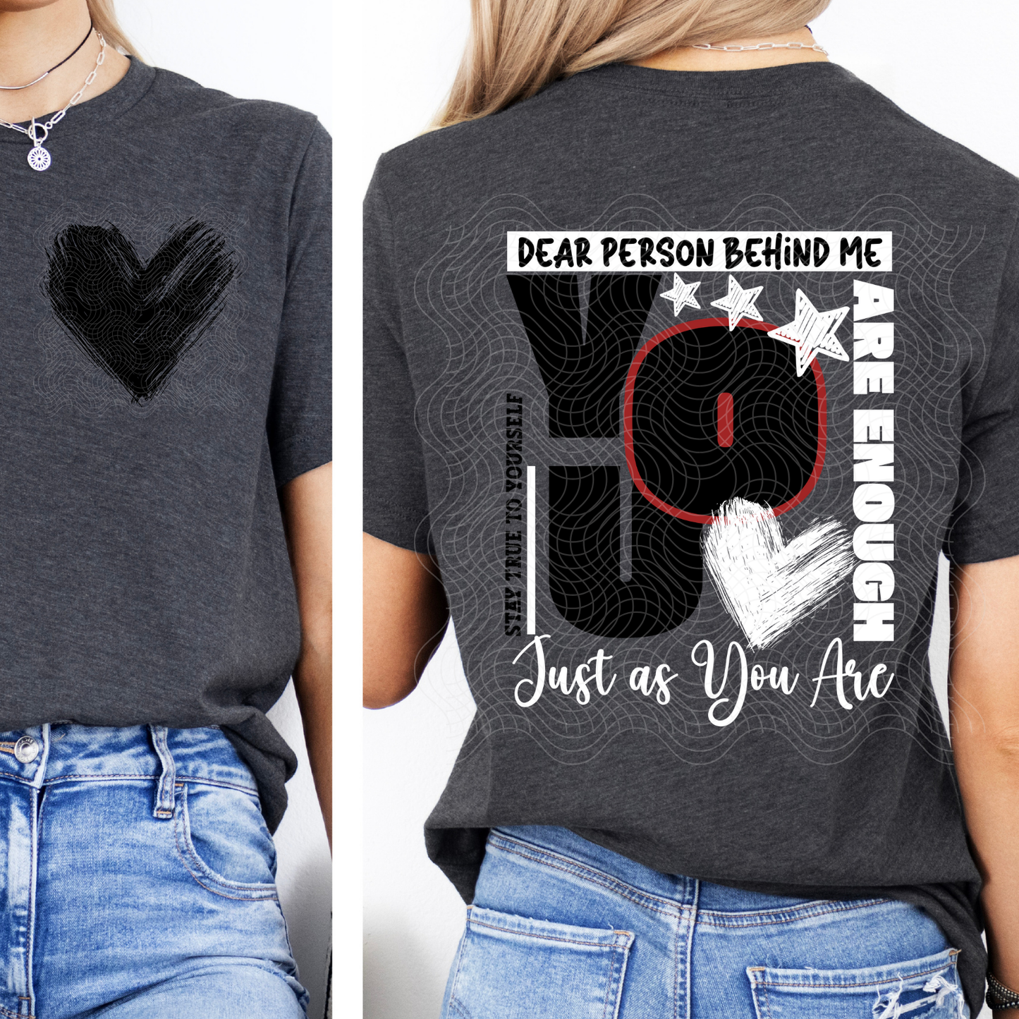 YOU ARE ENOUGH BLK/WHT W/ POCKET - DTF TRANSFER