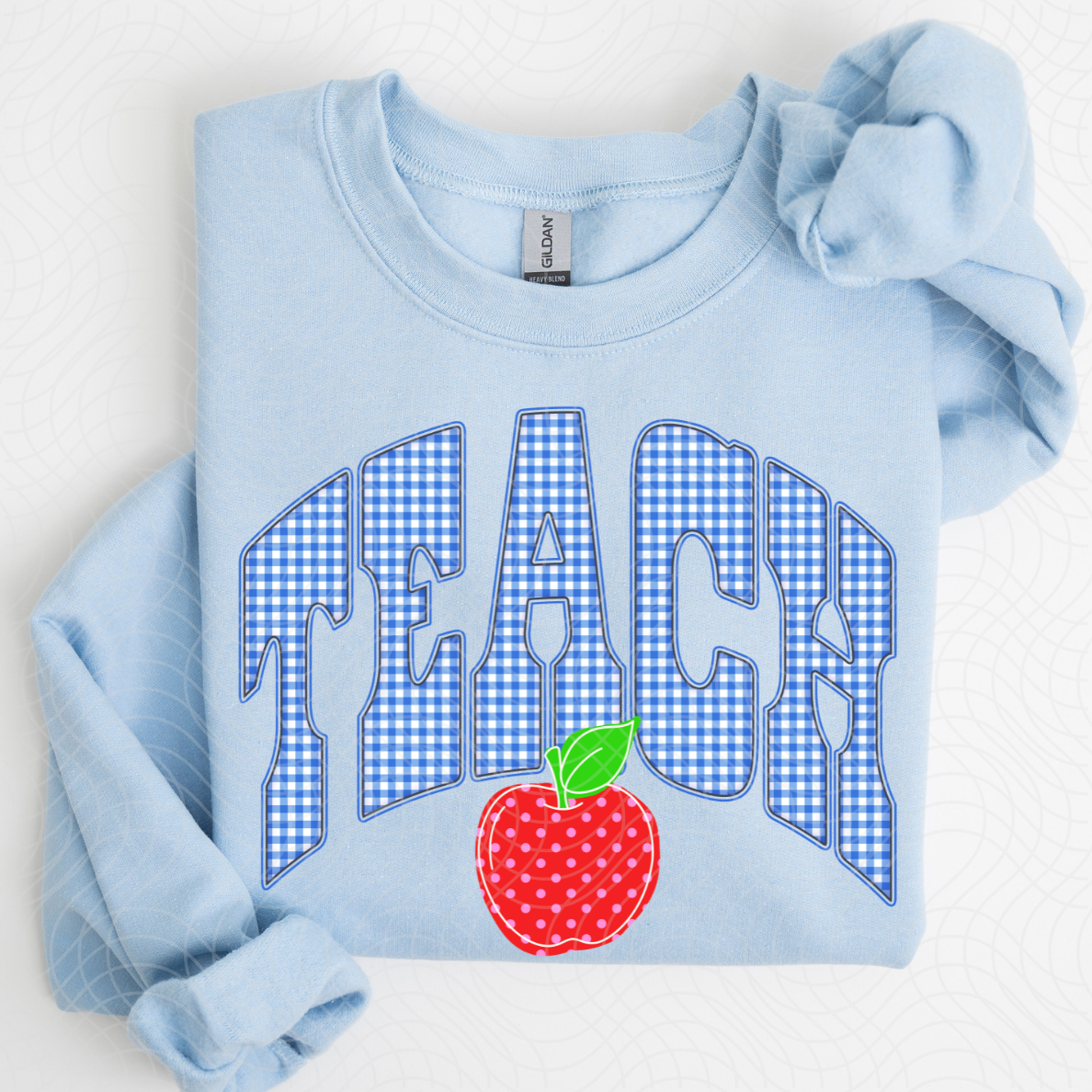 TEACH BLUE GINGHAM - DTF TRANSFER