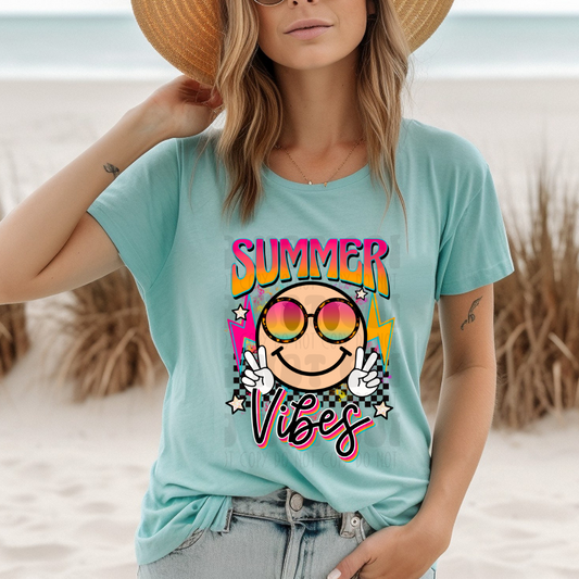 SUMMER VIBES BLK CHECKERED - DTF TRANSFER