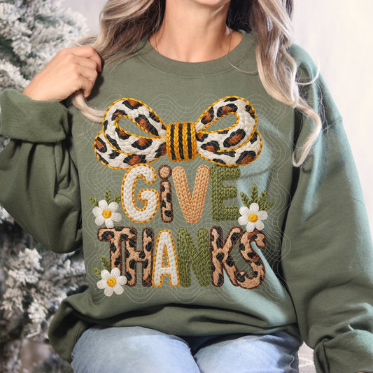 GIVE THANKS LEOPARD - DTF TRANSFER