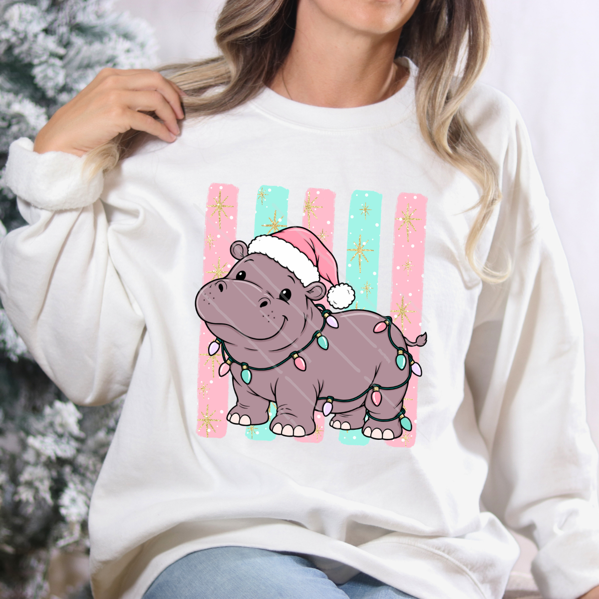 CHRISTMAS HIPPO - DTF TRANSFER