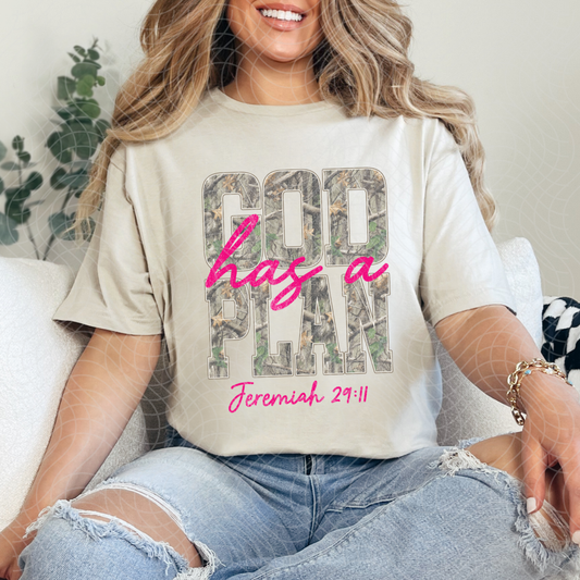 GOD HAS A PLAN CAMO - DTF TRANSFER