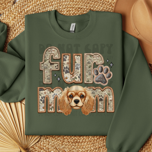 KING CHARLES SPANIEL - FAUX EMBROIDERY - DTF TRANSFER