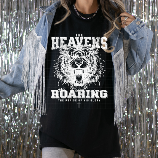 HEAVENS ARE ROARING WHITE NO DISTRESS - DTF TRANSFER