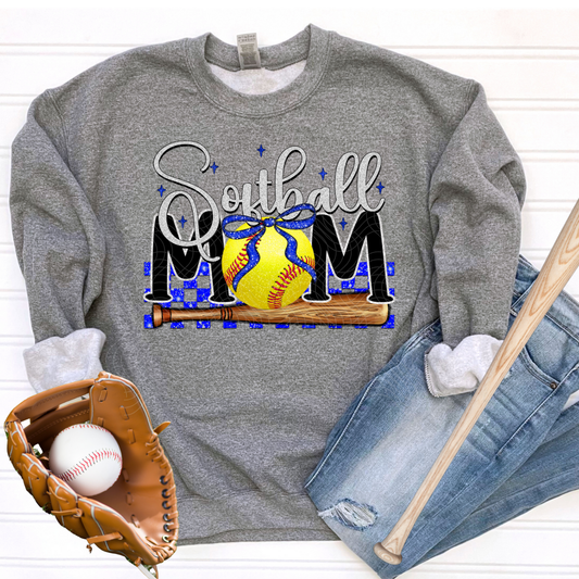 SOFTBALL MOM BLUE - DTF TRANSFER