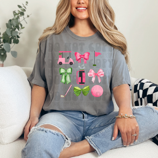 GOLF COLLAGE PINK - DTF TRANSFER