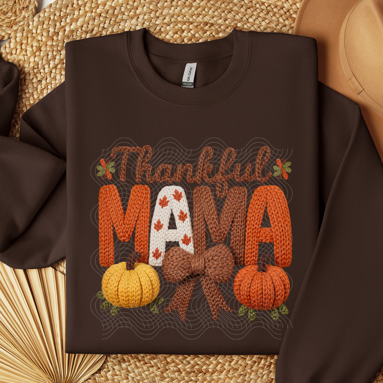 FAUX YARN THANKFUL MAMA - DTF TRANSFER